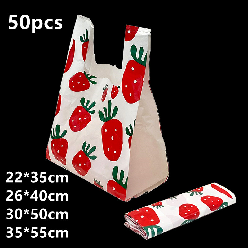 50pcs Strawberry Vest Plastic  - Commercial Printing And Packaging recension och pris